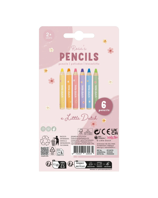 LITTLE DUTCH. Σετ 6 ξυλομπογιές Rosa