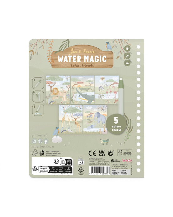 LITTLE DUTCH. Βιβλίο ζωγραφικής Water reveal Jim Safari Friends