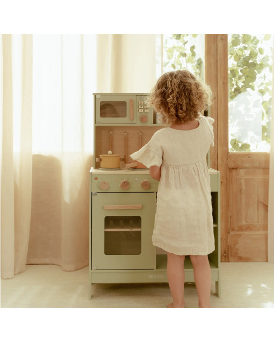 LITTLE DUTCH. Ξύλινη κουζίνα με αξεσουάρ παιχνιδιού Μέντα FSC