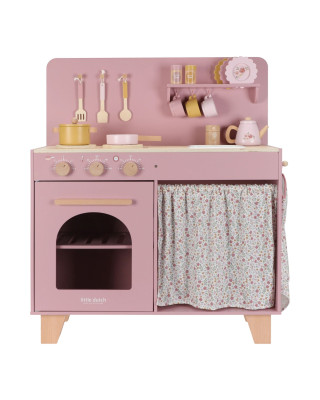LITTLE DUTCH. Ξύλινη κουζίνα με αξεσουάρ παιχνιδιού Ροζ FSC