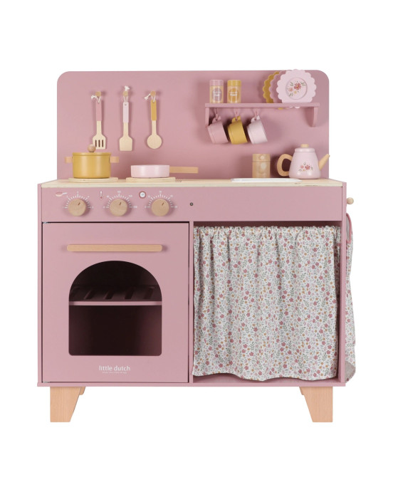 LITTLE DUTCH. Ξύλινη κουζίνα με αξεσουάρ παιχνιδιού Ροζ FSC