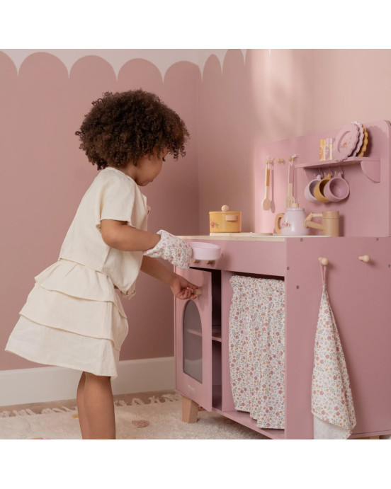 LITTLE DUTCH. Ξύλινη κουζίνα με αξεσουάρ παιχνιδιού Ροζ FSC