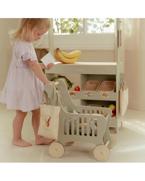 LITTLE DUTCH. Ξύλινο καροτσάκι αγορών FSC