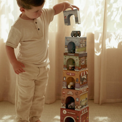 LITTLE DUTCH. Πυραμίδα ταξινόμησης με αυτοκινητάκια FSC