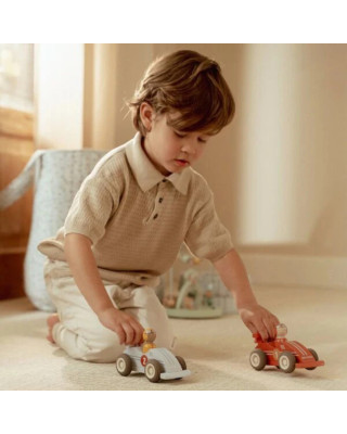 LITTLE DUTCH. Ξύλινα αγωνιστικά αυτοκινητάκια pull-back FSC