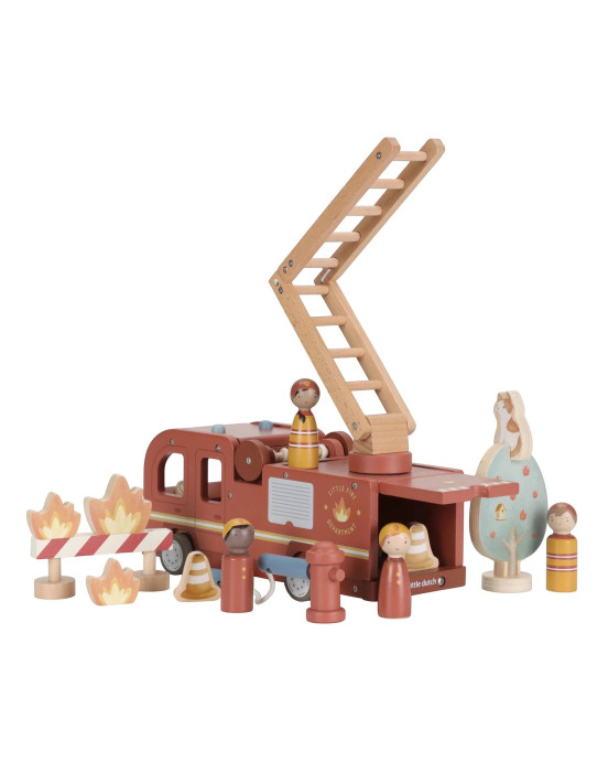 LITTLE DUTCH. Ξύλινο πυροσβεστικό όχημα με αξεσουάρ FSC