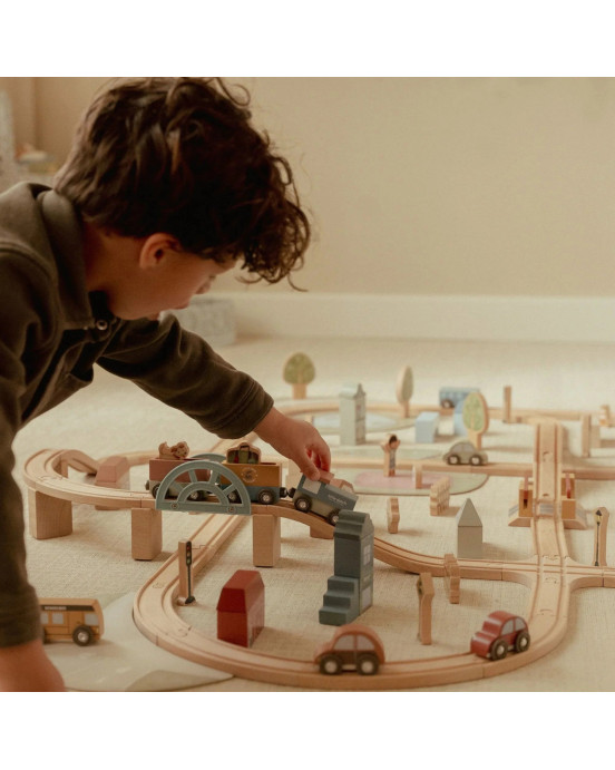 LITTLE DUTCH. Σετ παιχνιδιού τρενάκι με ράγες και οχήματα XL FSC