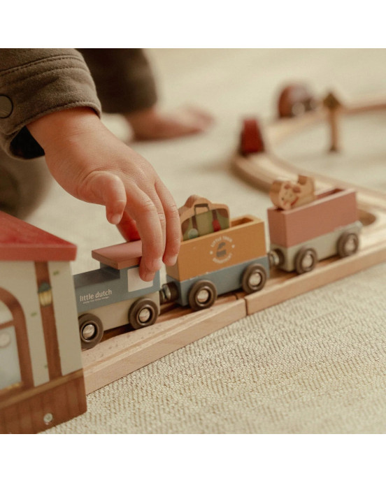 LITTLE DUTCH. Σετ παιχνιδιού τρενάκι με ράγες και οχήματα XL FSC