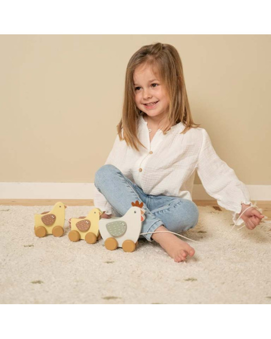 LITTLE DUTCH. Ξύλινη τρεχαλίτσα κοτοπουλάκια Little Farm FSC