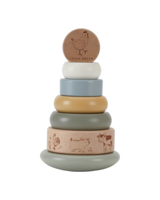 LITTLE DUTCH. Ξύλινη πυραμίδα ταξινόμησης & ταλάντωσης Little Farm FSC