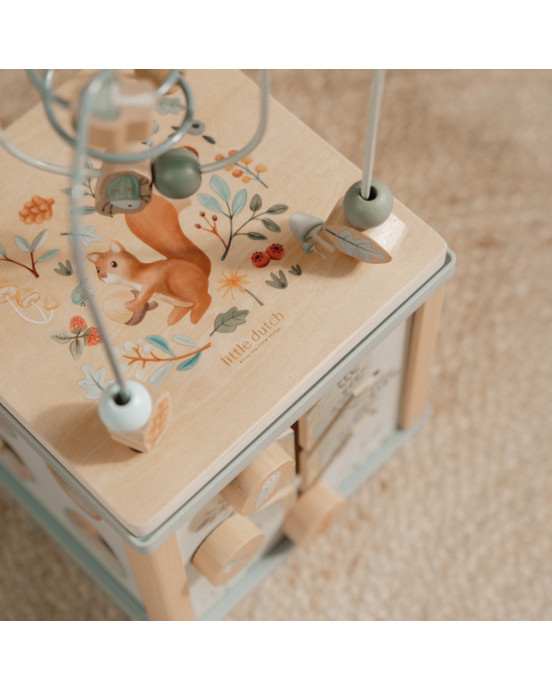 LITTLE DUTCH. Ξύλινος κύβος δραστηριοτήτων με προγραφή Forest Friends FSC