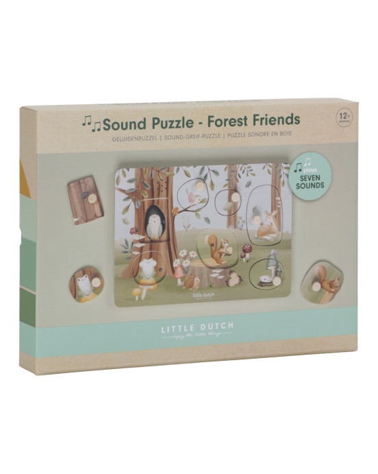 LITTLE DUTCH. Ξύλινο παζλ με ήχους Forest Friends FSC