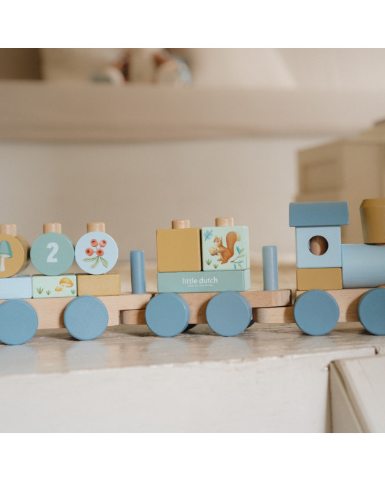LITTLE DUTCH. Ξύλινο τρενάκι με άσκηση λεπτής κίνησης Forest Friends FSC
