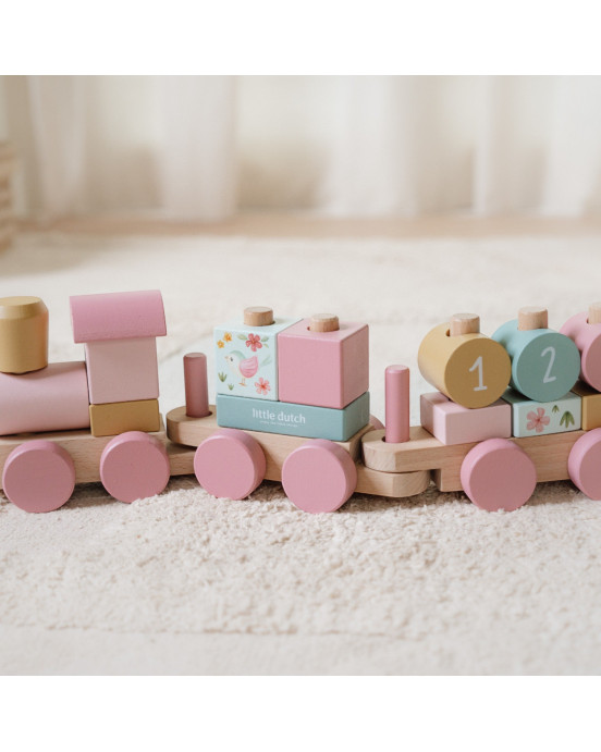 LITTLE DUTCH. Ξύλινο τρενάκι με άσκηση λεπτής κίνησης Fairy Garden FSC