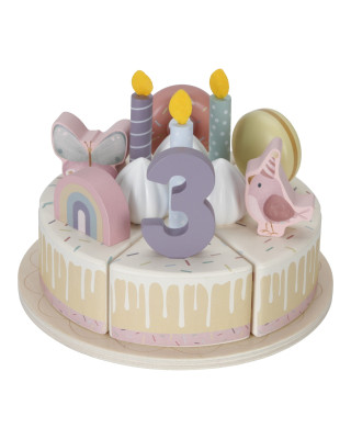 LITTLE DUTCH. Ξύλινη τούρτα με κεράκια ροζ FSC