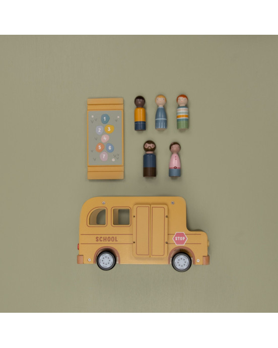 LITTLE DUTCH. Ξύλινο σετ σχολικό λεωφορείο FSC