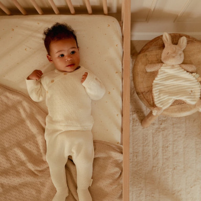 LITTLE DUTCH. Υφασμάτινο ανάγλυφο ντουντού κουνελάκι Newborn Naturals GRS