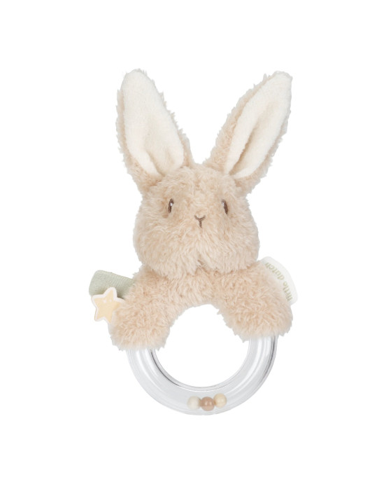 LITTLE DUTCH. Υφασμάτινη κουδουνίστρα κουνελάκι με κρίκο Newborn Naturals GRS