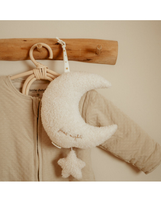 LITTLE DUTCH. Υφασμάτινο μουσικό φεγγαράκι Newborn Naturals GRS