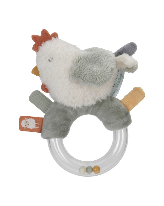 LITTLE DUTCH. Υφασμάτινη κουδουνίστρα κοτοπουλάκι με κρίκο Little Farm