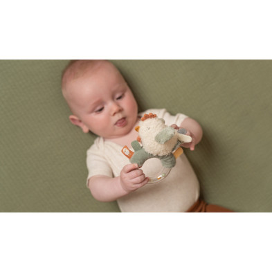 LITTLE DUTCH. Υφασμάτινη κουδουνίστρα κοτοπουλάκι με κρίκο Little Farm