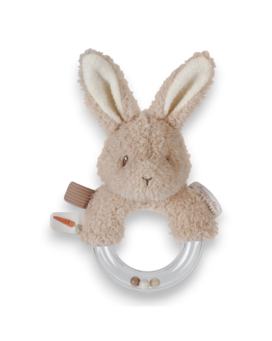 LITTLE DUTCH. Υφασμάτινη κουδουνίστρα κουνελάκι με κρίκο Baby Bunny