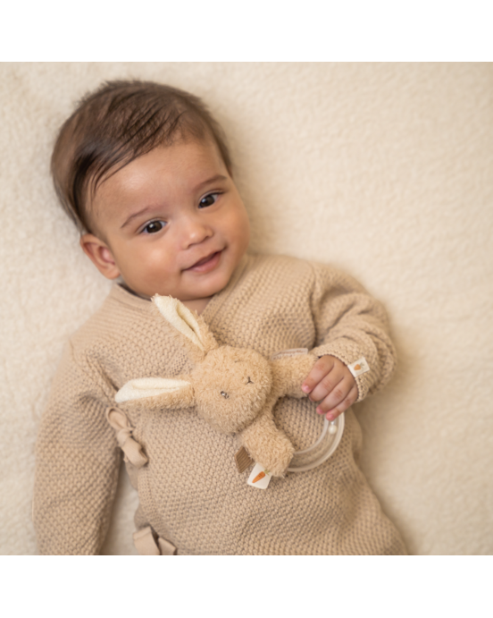 LITTLE DUTCH. Υφασμάτινη κουδουνίστρα κουνελάκι με κρίκο Baby Bunny
