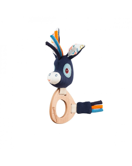 LILLIPUTIENS- Υφασμάτινη κουδουνίστρα με ξύλινο κρίκο Ignace