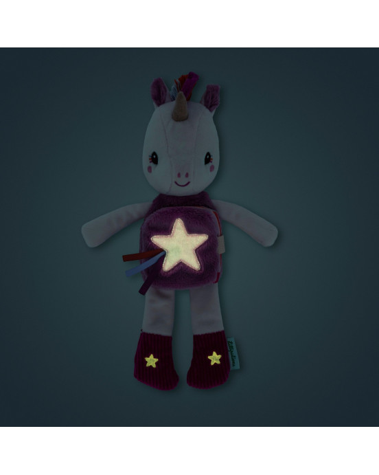 LILLIPUTIENS. Υφασμάτινος μονόκερος που φωσφορίζει με βιβλιαράκι Lena