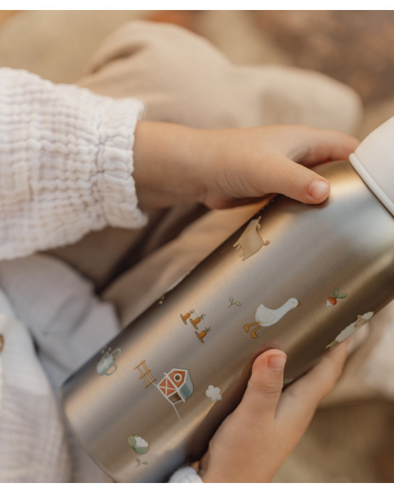 LITTLE DUTCH. Ανοξείδωτο μπουκάλι - θερμός flip-up campus 350ml - Little Farm