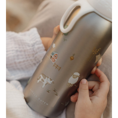 LITTLE DUTCH. Ανοξείδωτο μπουκάλι - θερμός flip-up campus 350ml - Little Farm