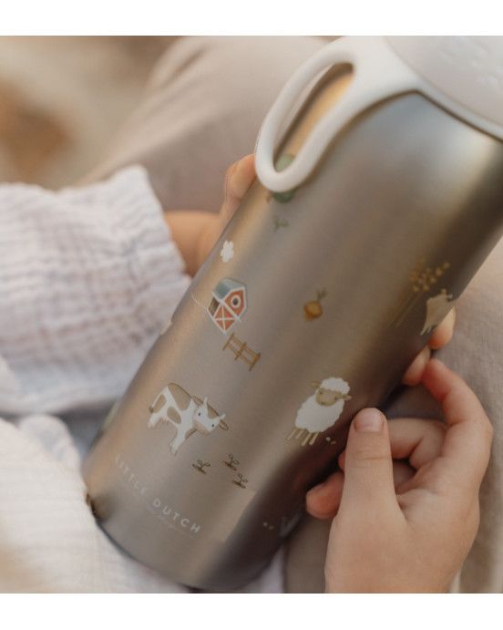 LITTLE DUTCH. Ανοξείδωτο μπουκάλι - θερμός flip-up campus 350ml - Little Farm