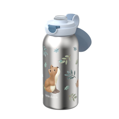 LITTLE DUTCH. Ανοξείδωτο μπουκάλι - θερμός flip-up campus 500 ml - Forest Friends