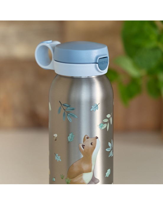 LITTLE DUTCH. Ανοξείδωτο μπουκάλι flip-up campus 600 ml - Forest Friends