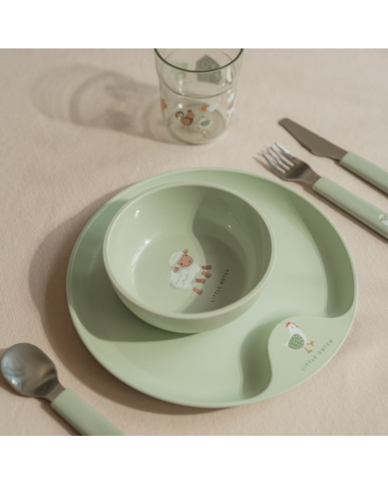 LITTLE DUTCH. Παιδικό πιατάκι Little Farm (απαλό πράσινο)