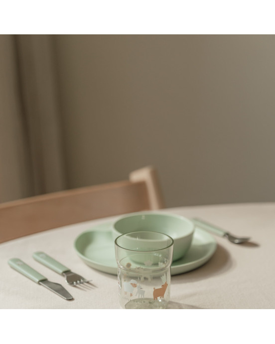 LITTLE DUTCH. Παιδικό πιατάκι Little Farm (απαλό πράσινο)