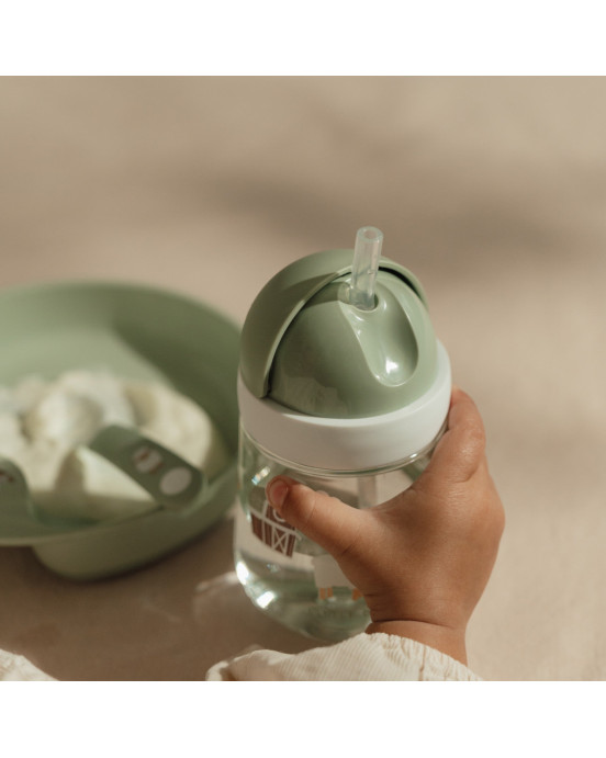 LITTLE DUTCH. Εκπαιδευτικό ποτηράκι με καλαμάκι 300ml Little Farm (απαλό πράσινο)