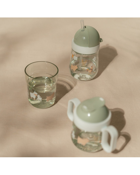 LITTLE DUTCH. Εκπαιδευτικό ποτηράκι με καλαμάκι 300ml Little Farm (απαλό πράσινο)