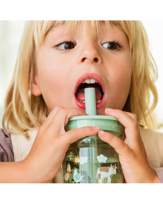 LITTLE DUTCH. Παιδικό ποτήρι με καλαμάκι Mio 250 ml - Little Farm