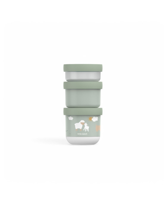 LITTLE DUTCH. Σετ 3 στοιβαζόμενα δοχεία φαγητού Mio Little Farm