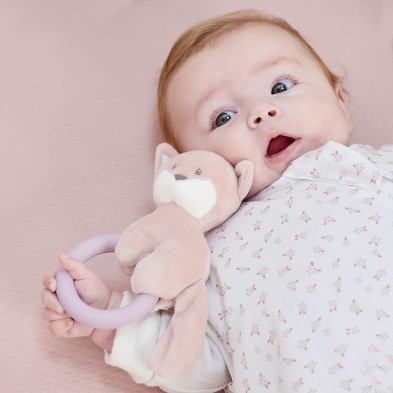 ALICE & POMME. Υφασμάτινη κουδουνίστρα με μασητικό σιλικόνης αλεπού Alice