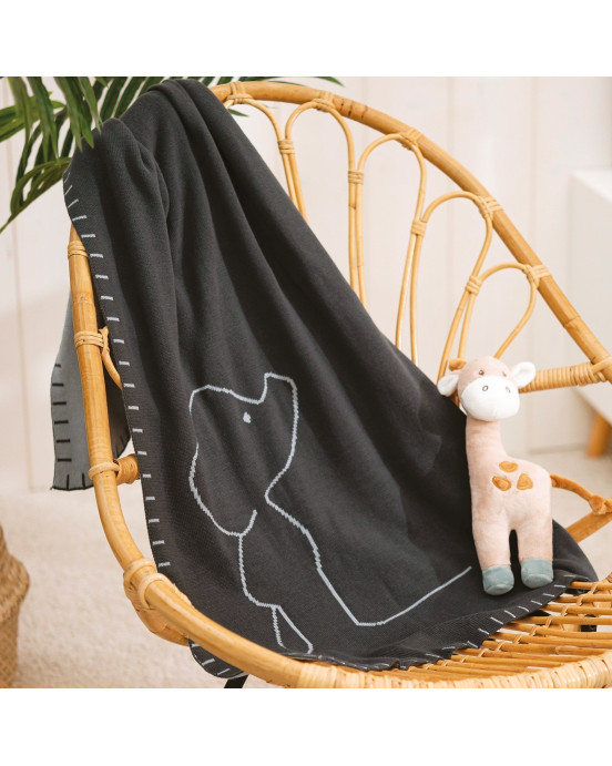 LUNA & AXEL. Βρεφικό πλεκτό κουβερτάκι 75Χ100 (σκούρο πράσινο)