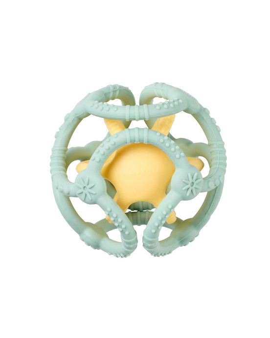 SILICON. Μπάλα σιλικόνης μασητικό (2 κομμάτια) - 10εκ. (κίτρινο-απαλό πράσινο)