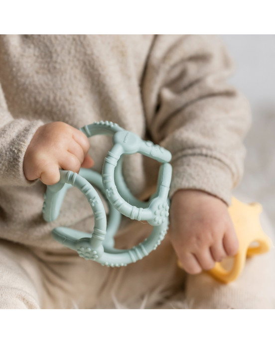 SILICON. Μπάλα σιλικόνης μασητικό (2 κομμάτια) - 10εκ. (κίτρινο-απαλό πράσινο)