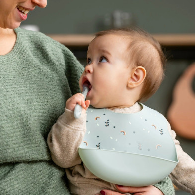 SILICON. Σαλιάρα σιλικόνης με τύπωμα (πράσινο)