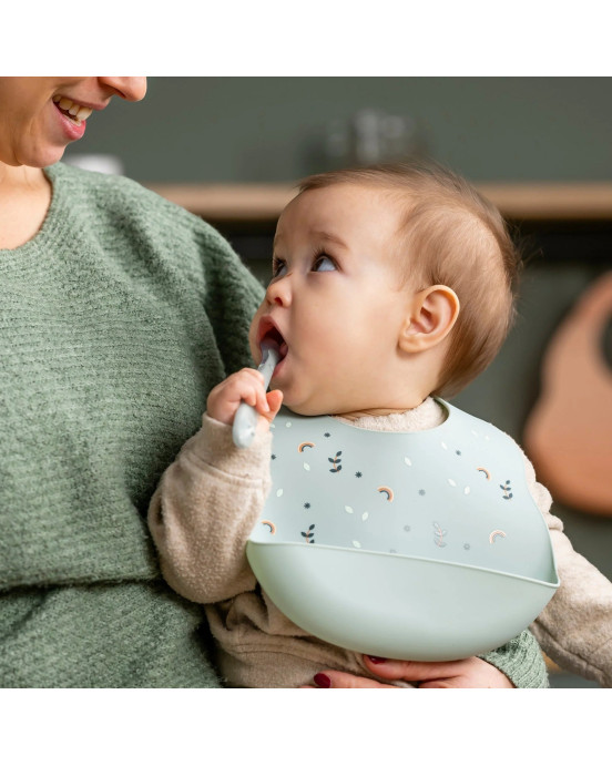 SILICON. Σαλιάρα σιλικόνης με τύπωμα (πράσινο)