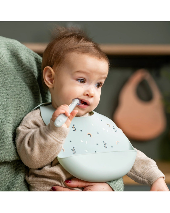 SILICON. Σαλιάρα σιλικόνης με τύπωμα (πράσινο)