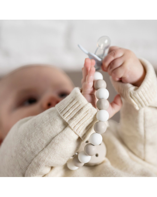 SILICON. Κλιπ πιπίλας - μασητικό 21εκ. (μπεζ-λευκό)