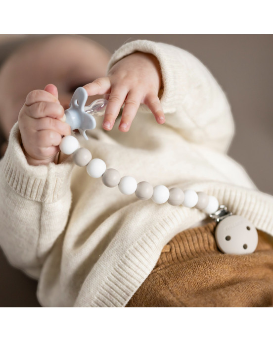 SILICON. Κλιπ πιπίλας - μασητικό 21εκ. (μπεζ-λευκό)