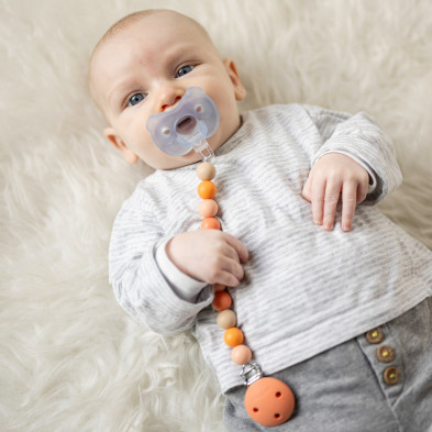 SILICON. Κλιπ πιπίλας - μασητικό 21εκ. (πορτοκαλί-πολύχρωμο)